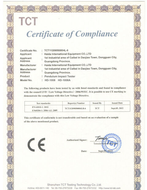 CHINA Guangdong Haida Equipment Co., Ltd. certificaten